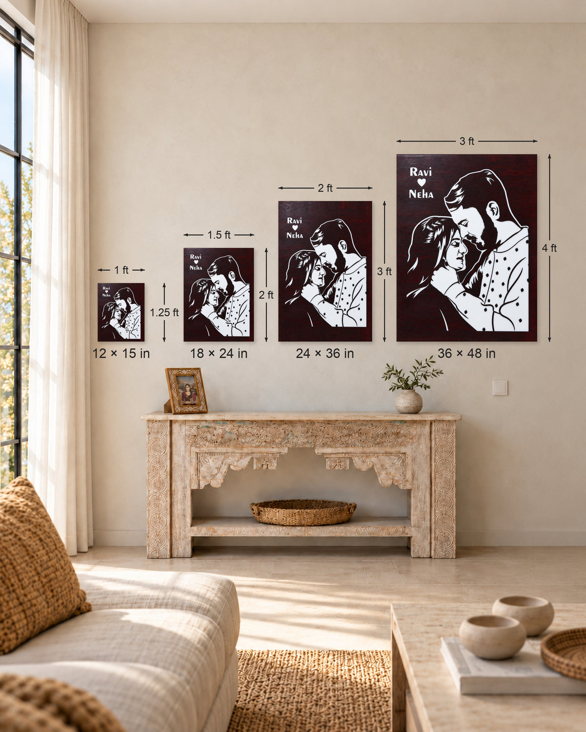 Two-Wood Inlay Backlit — size lineup
