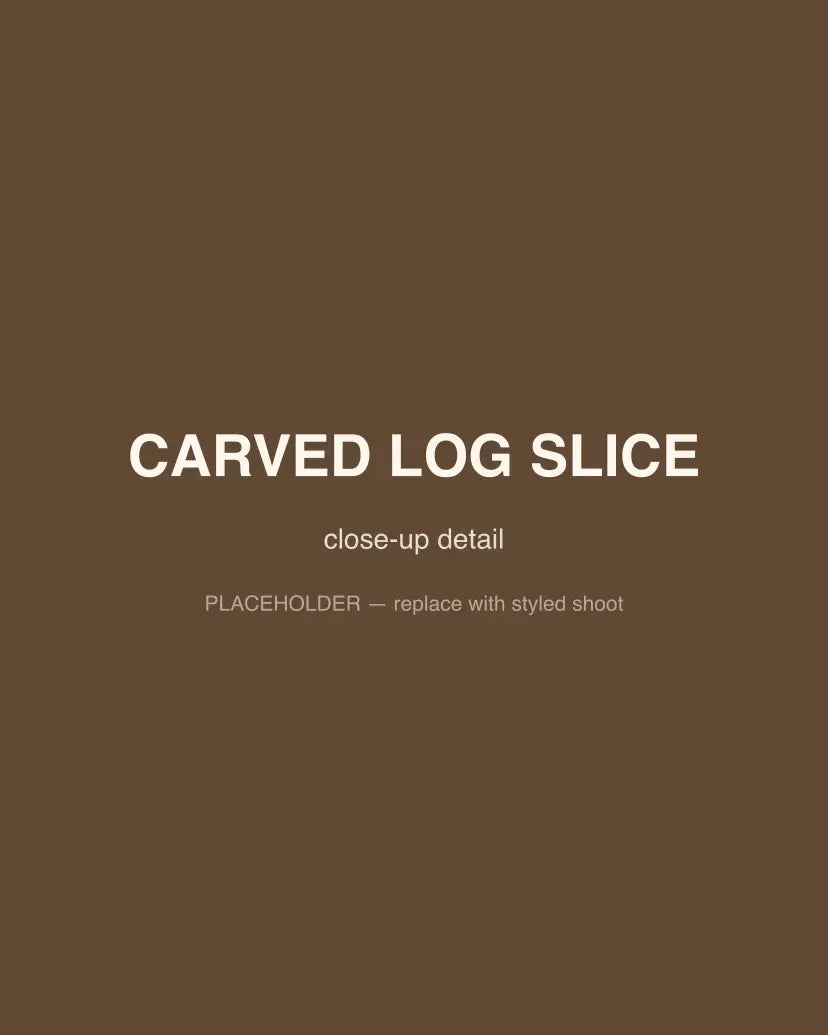 Carved Log Slice, close-up detail