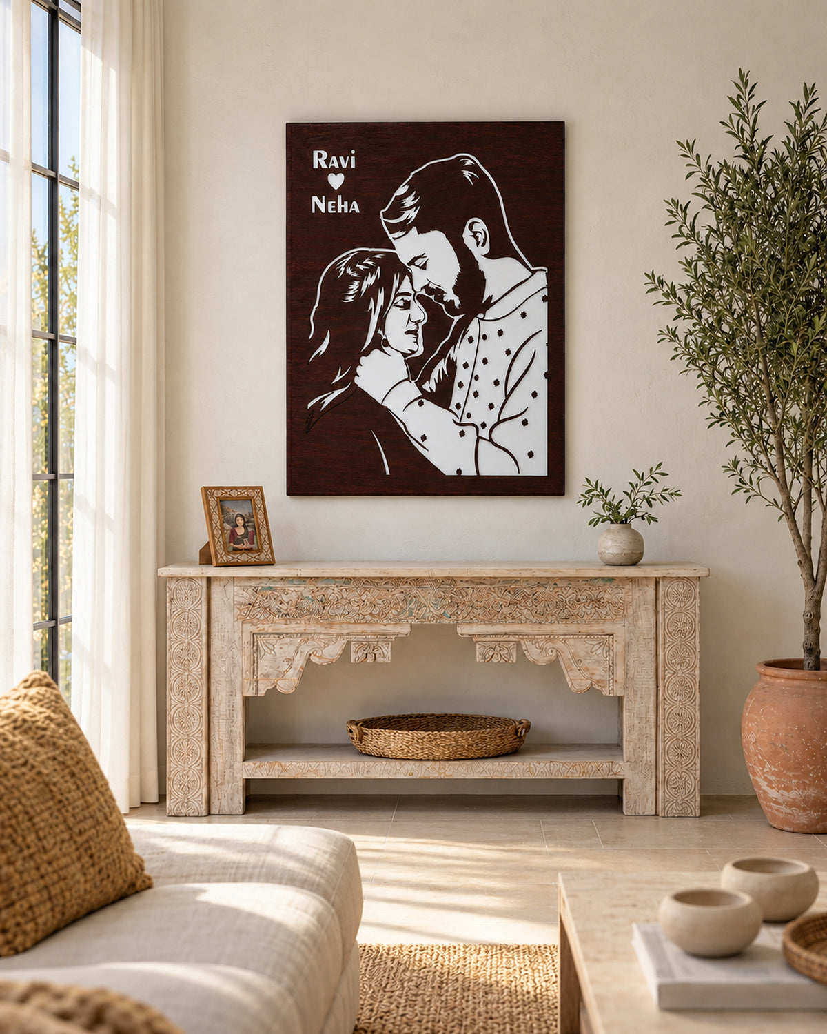 Two-Wood Inlay Backlit — in room (daylight, unlit)